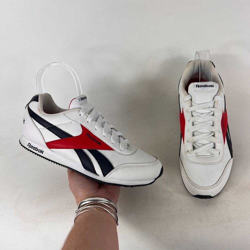 Reebok royal jogger athletic shoes mens size 6 white red blue leather sneaker
